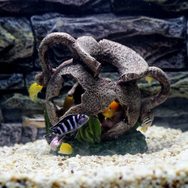 Fish Aquariums Cichlid Rock Cave Aquarium Decorations Small Moss