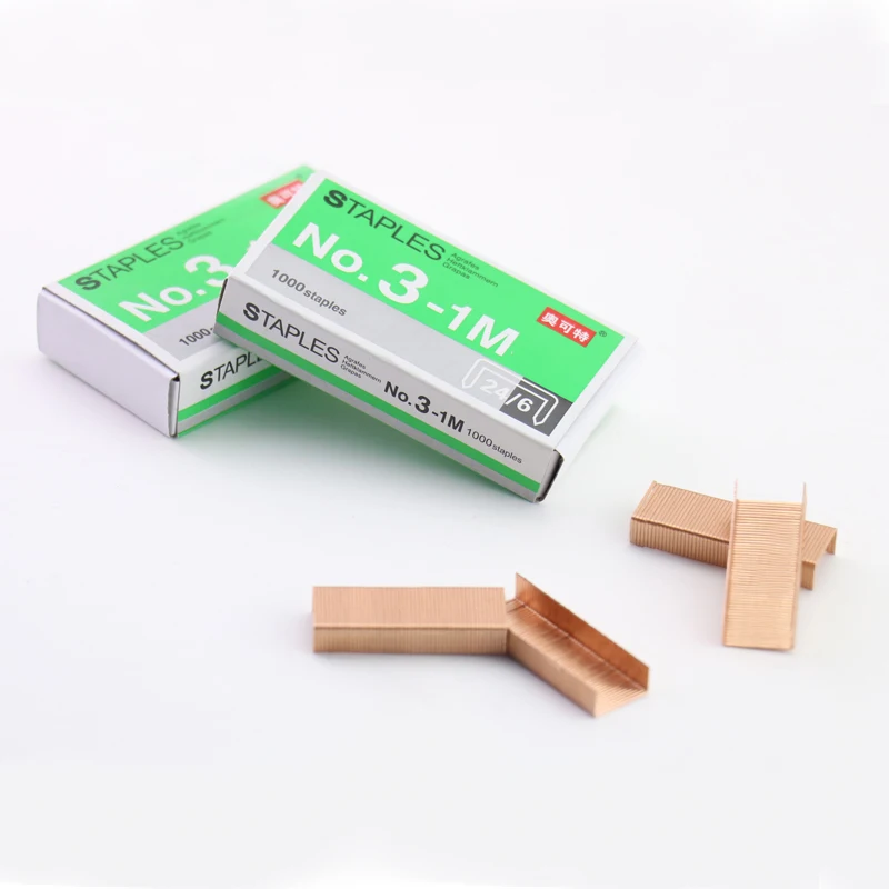 TUTU Creative Rose Gold Staples Metal Staple For Staplers 2017 Trend Office Accessories 24/6 Stationery Supplies H0106