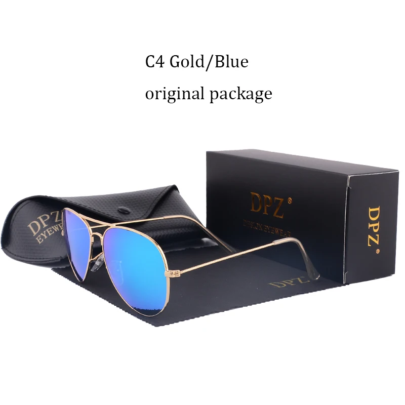 DPZ NEW Glass lenses Gradient women sunglasses men 58mm 3025 Mirror G15 Gafas hot rayeds Brand sun glasses UV400 with case - Цвет линз: 3025 C4