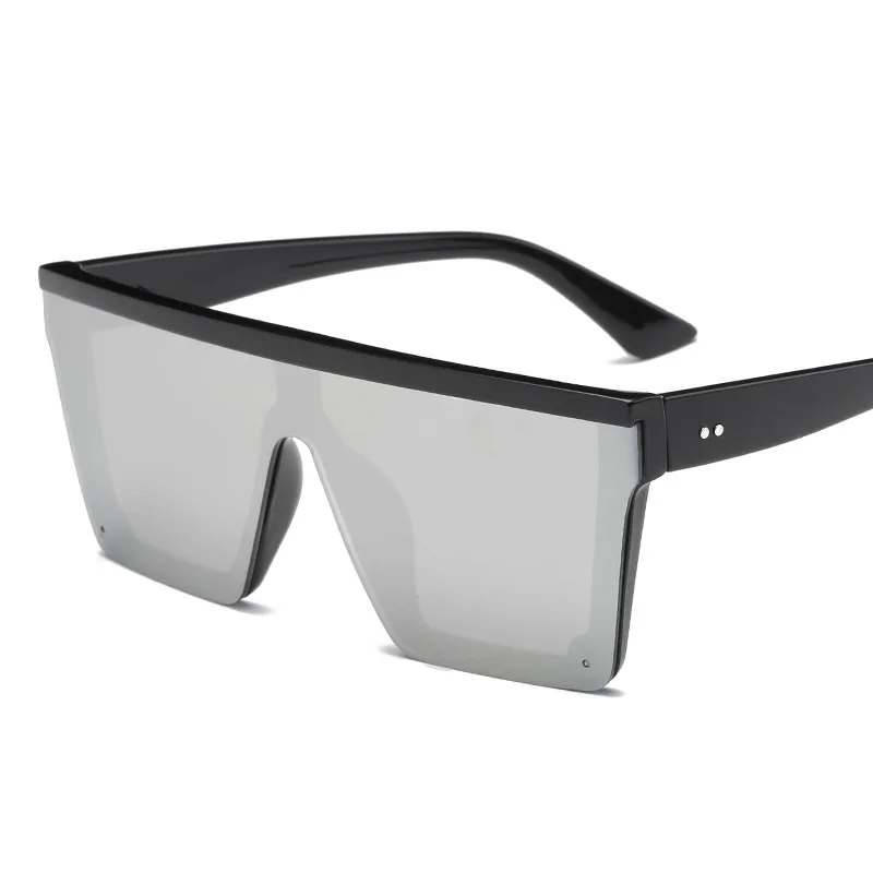 Большие квадратные оправы с плоским верхом Топ Новые Модные солнцезащитные очки для женщин и мужчин ретро солнцезащитные очки Gafas Oculos De Sol - Цвет линз: Серебристый