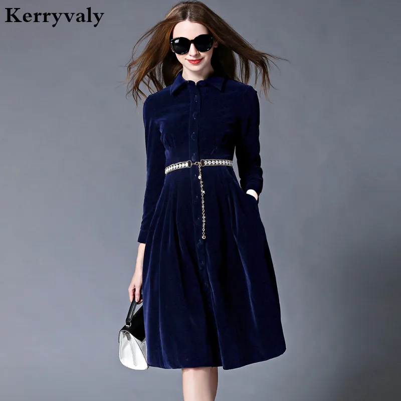 OL/Стиль синий вельветовое платье зимние платья для женщин 2021 Vestido Longo женская