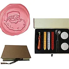 Винтаж Рождество Санта Клаус Уход за кожей лица свадебные приглашения индивидуальный логотип Воск уплотнительное штамп Щупы для мангала ложка подарочная коробка комплект