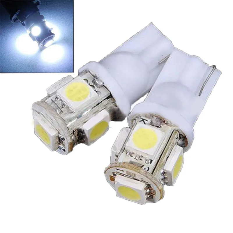 10x Yellow T10 5SMD 12v Wedge LED Width Door Light Signal Bulbs W5W 158 168 194