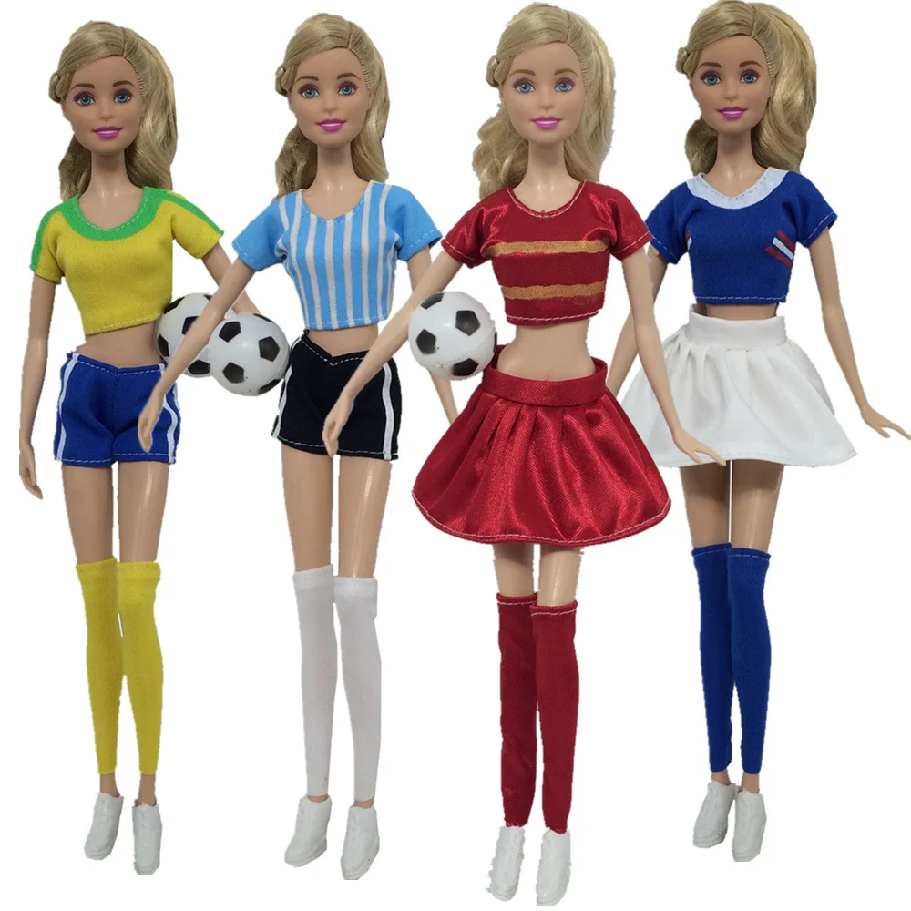 

NK 2019 Handmade Doll Fashion Soccer Cup Female Football Player Clothes+Pants+Socks Accessory For Barbie Doll Hot Sale JJ