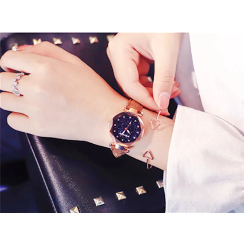 

Simple Style Ladies Quartz Watch New Fashion Starry Dial Matte Belt Ladies Watch Multi-color Optional