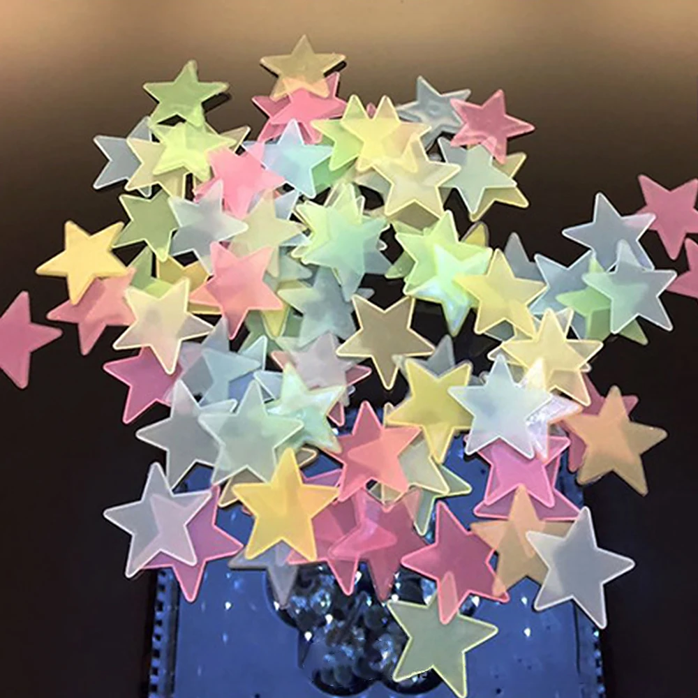 3CM luminous star wall stickers 100pcs TV wall paper decorative