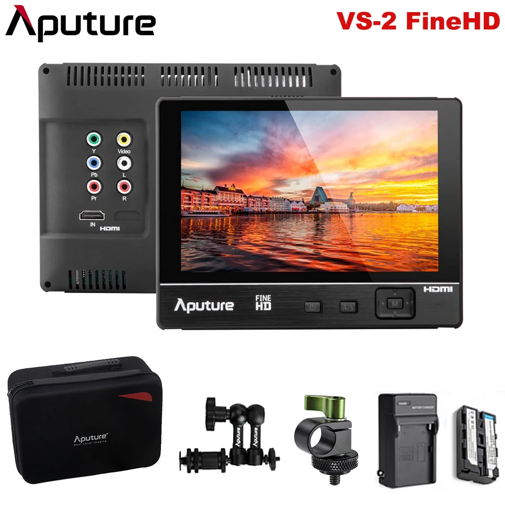 

Aputure VS-2 FineHD 7" LCD Field Digital Monitor HDMI/YPbPr/AV (Audio/L/R) for Camcorder & Battery Sunshade Monitor Magic Arm