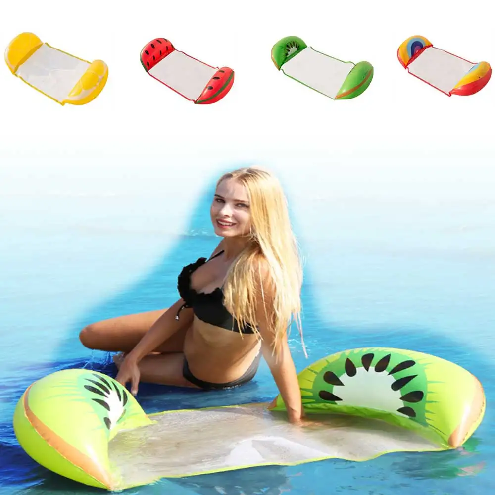Best 2019 New Swimming air mattress summer recliner inflatable floating bed with net fruit water hammock lounge chair water sports