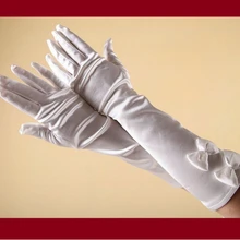 Горячая свадебные перчатки с бантом новое поступление палец белый/цвета слоновой кости свадебное платье перчатки элегантный запас свадебные аксессуары