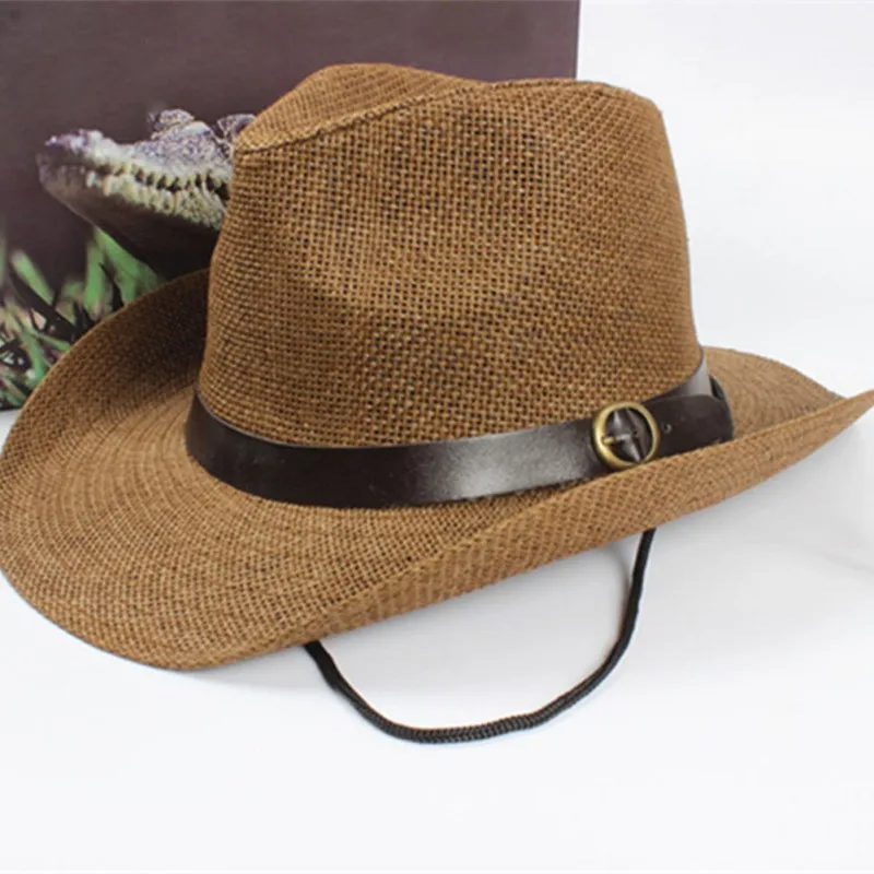 

Unisex Women Cap Men Cowboy Trilby Hat Wide Brim Straw One Size Cap Hat