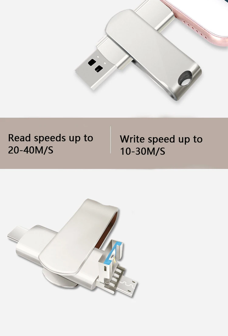 Двойной USB флэш-накопитель 128 GB 3-в-1 OTG флеш-диск USB 2,0 диск для компьютеров и Android устройств (как микро-и Тип-C)-черный