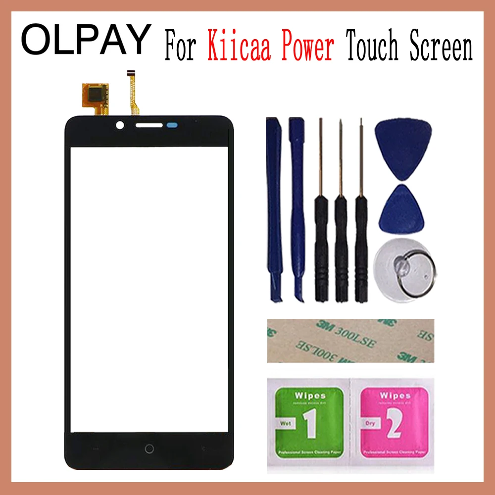 OLPAY 5,0 ''сенсорный экран для Leagoo Kiicaa power сенсорный экран дигитайзер Панель переднее стекло объектив сенсор инструменты клей+ салфетки - Color: Black With Tools