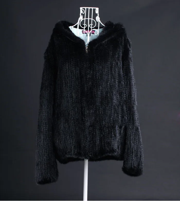 Женская шуба из натурального меха норки натуральной размер M 7XL SR282 2019|knitted mink fur