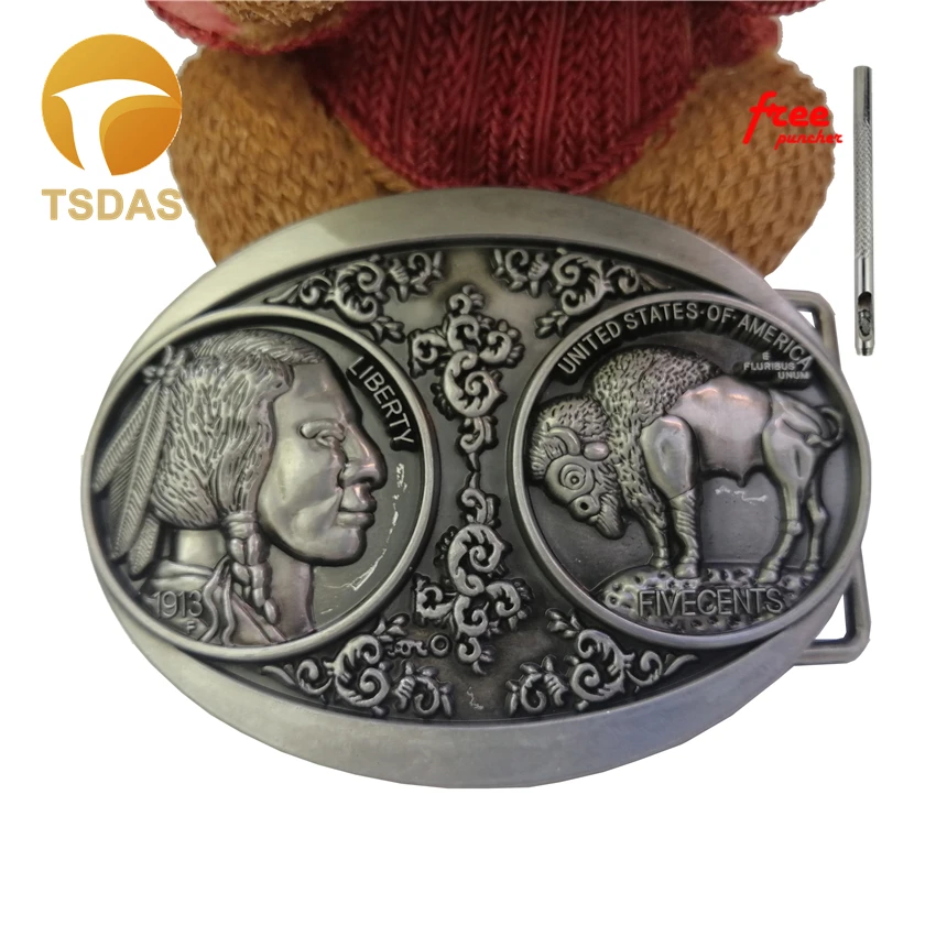

Old West Indian Warrior Chief Belt Buckle Native American Fashion Zinc Alloy Belt Buckle Suit For 4cm Width Belt