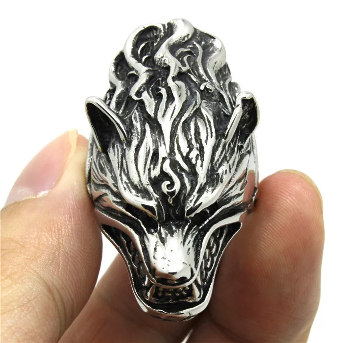 

1pc Good News!! Mens Boy US Style Punk Animal Wolf Head Ring 316L Stainless Steel Fashion Ring