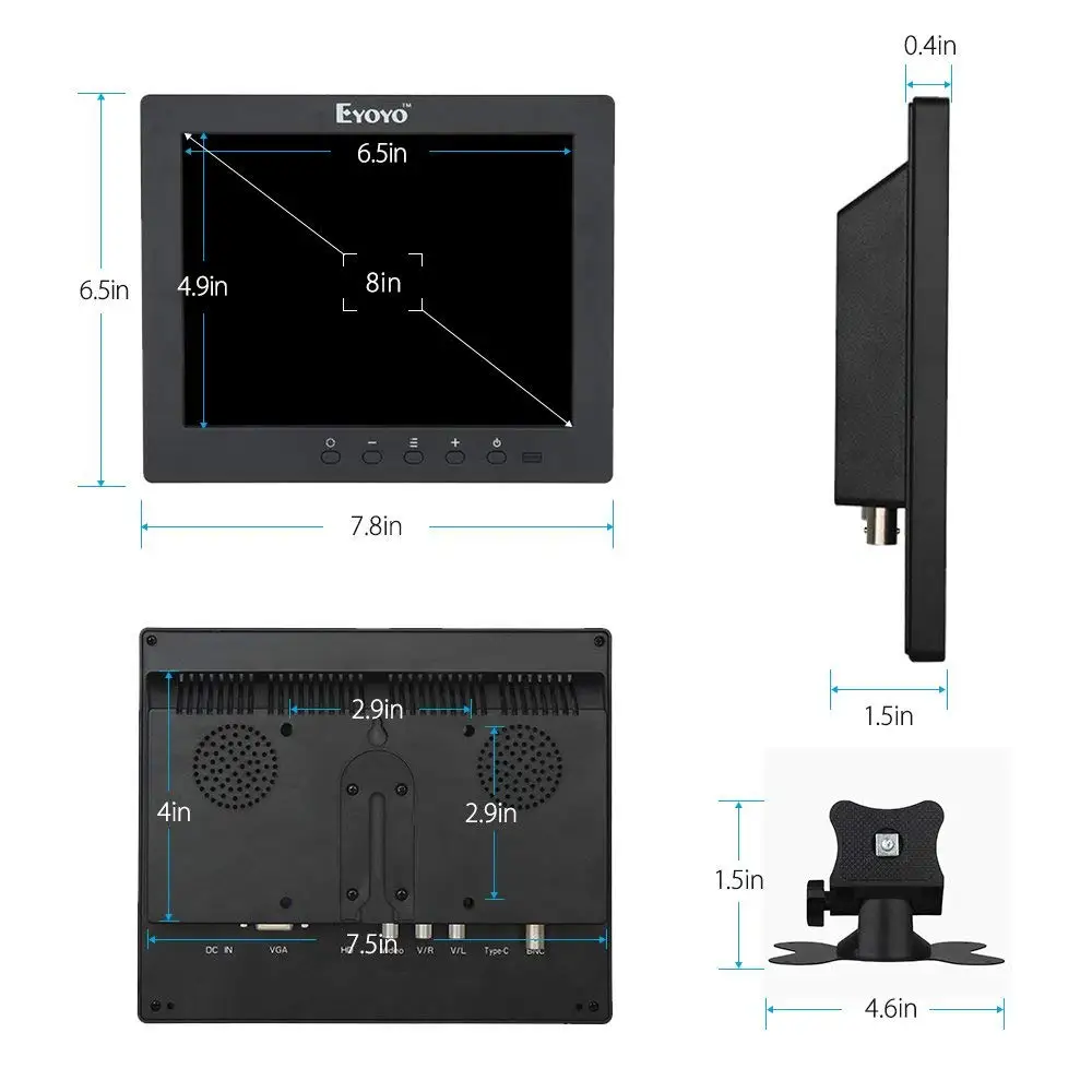 Eyoyo EM08B 1" FHD 1920x1080 ips HDMI lcd монитор безопасности экран Аудио Дисплей для ТВ компьютера ПК Компьютерная камера DVD CC tv DVR