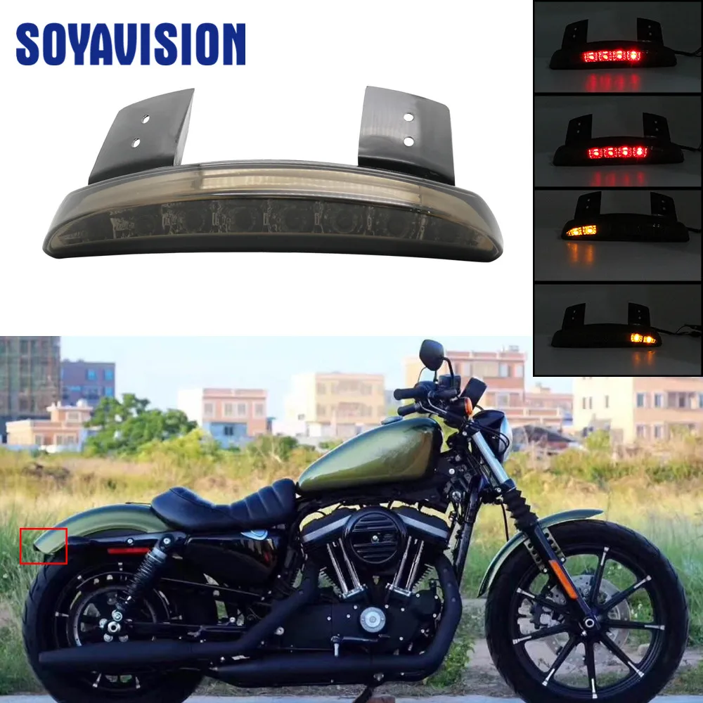 

1x Motorcycle Chopped Fender Edge Tail Light Smoke Lens LED Red Stop Brake Rear Tail Light for Harley Sportster XL 883N 1200N