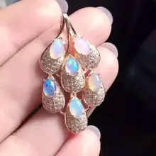 Подвеска с натуральным опалом S925 для женщин с натуральным с разноцветным драгоценным камнем кулон Цепочки и ожерелья модный роскошный большой лист фрукты для женщин ювелирные изделия