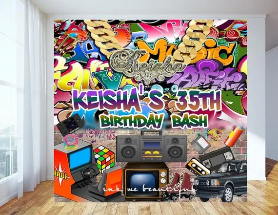 

custom Hip Hop Graffiti Throwback 80s 90s House Car photo backdrop High quality Computer print party background