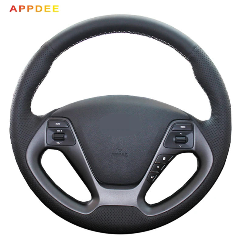 APPDEE черная искусственная кожа Чехол рулевого колеса автомобиля для Kia K3 2013 K2 Рио
