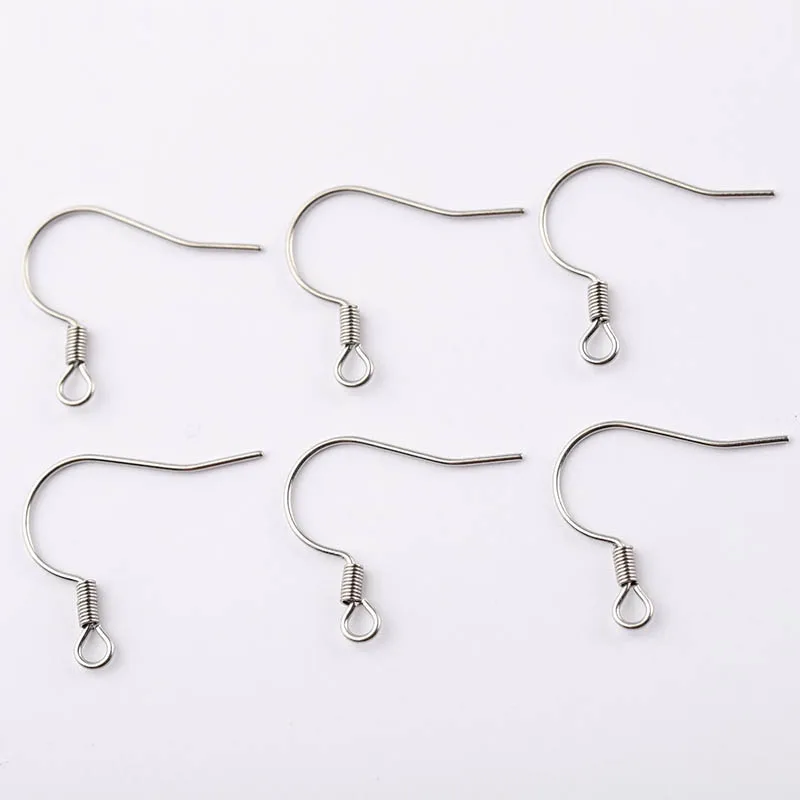 

100pcs/lot 18x18mm Silver Tone Stainless Steel Earring Hooks Clasp Earring Wires with Nickel Free DIY Jewelry Making Accessories