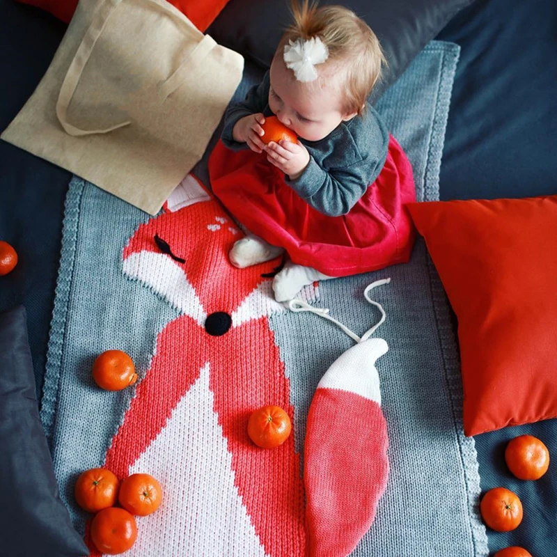 Autumn Baby Toddler FOX Bedding Newborn Knitted Baby Blanket Wrap Soft Blankets Fashion Brand Swaddling Kids Gift Girls Blankets