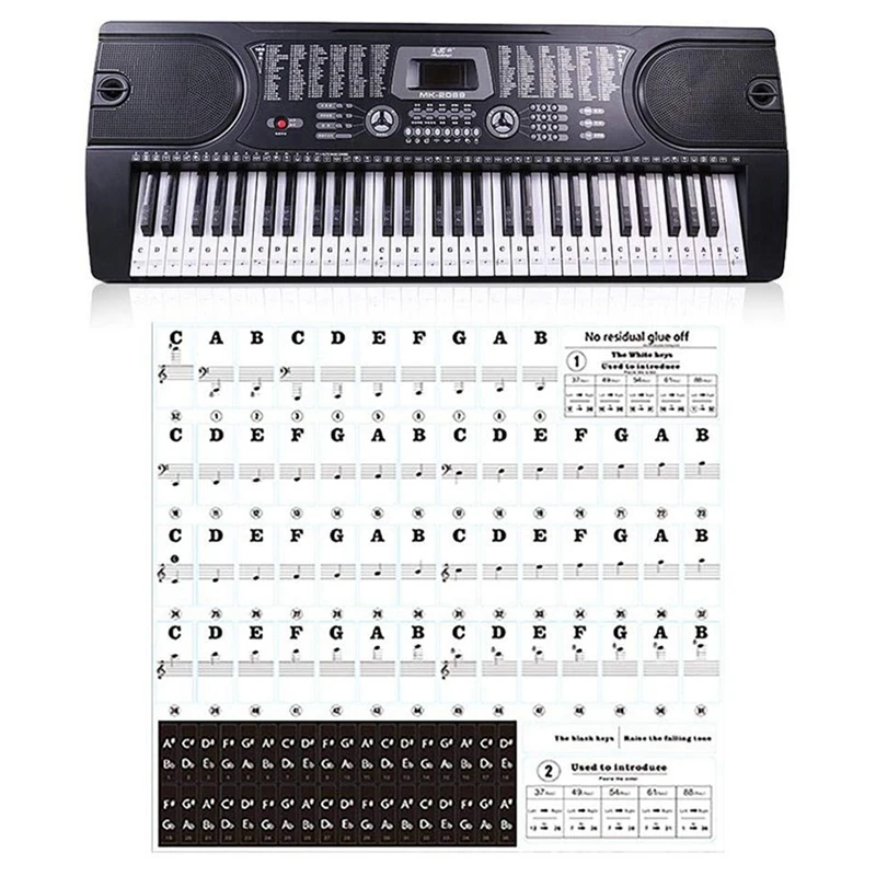 88 Keys 61 Keys 54 Keys Transparent Piano Keyboard Stickers Electronic