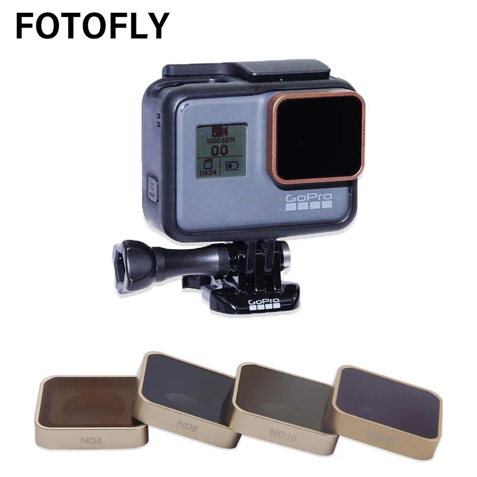

FOTOFLY Multi-Layer Coating Films Filter ND 4 8 16 32 Filters Kit For GoPro Hero 5 6 7 Black Sport Action Camera Lens Accessory