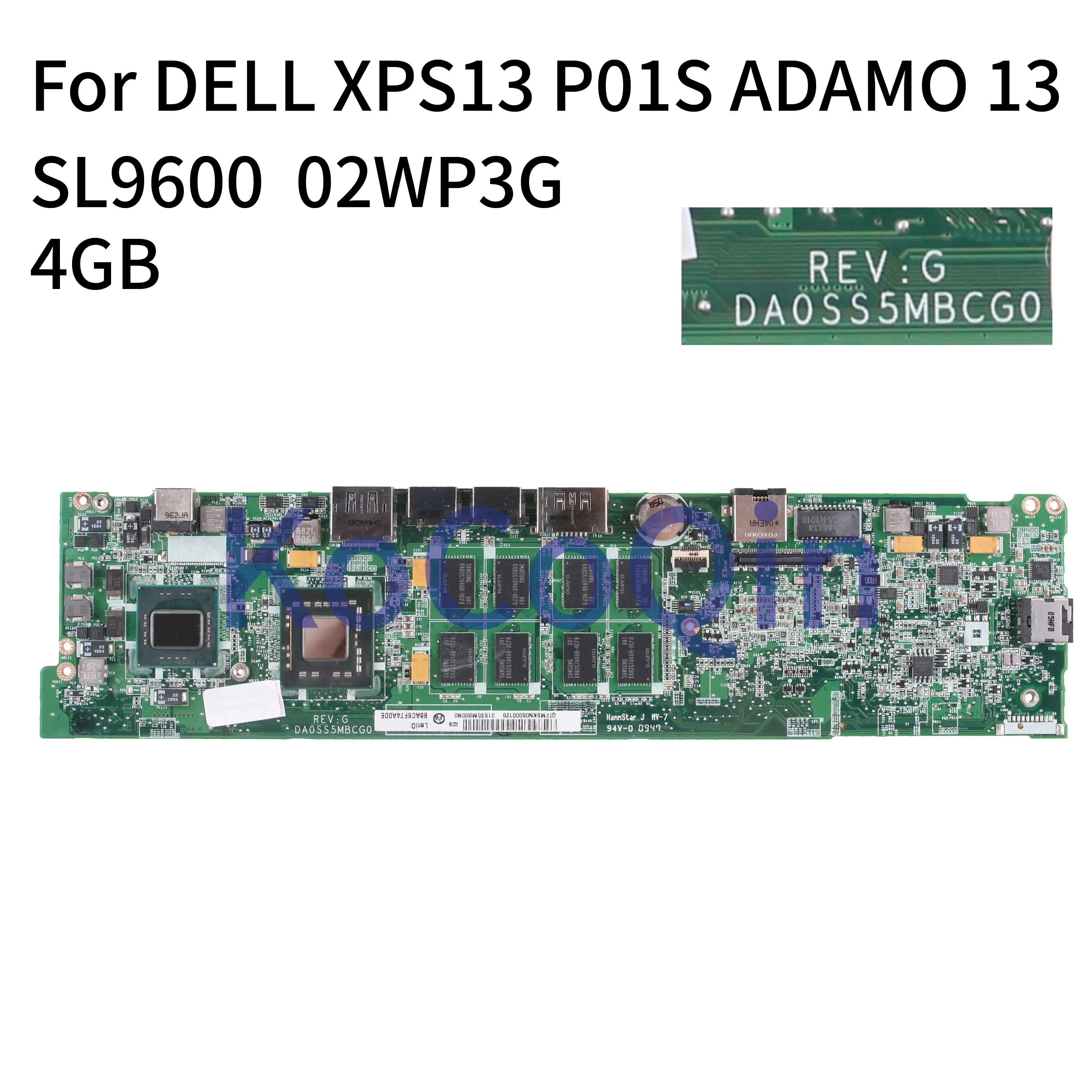  KoCoQin Laptop motherboard For DELL XPS13 P01S ADAMO 13 Core SL9600 4GB Mainboard CN-02WP3G 02WP3G 