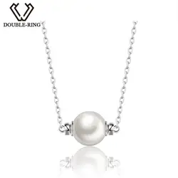 DOUBLE-R Простой Элегантный жемчужные Ожерелья для мужчин 925 серебро Подвески вечерние Мода Ювелирные изделия из жемчуга настоящие леди