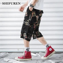 SHIFUREN летние мужские шорты хлопок военные Повседневное брюки-карго до середины икры Длина печатные мешковатые мужские пляжные шорты больших размеров