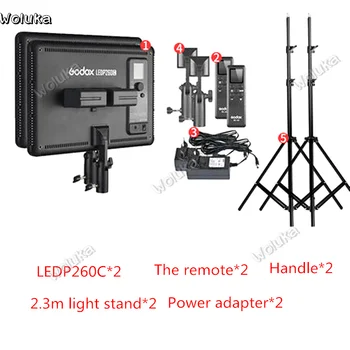 

GODOX 2pcs LEDP260C Ultra-thin 30W LED Video Light Panel Lamp kit +Battery KIT for Digital DSLR Camera Studio Photograp D50 T03Y