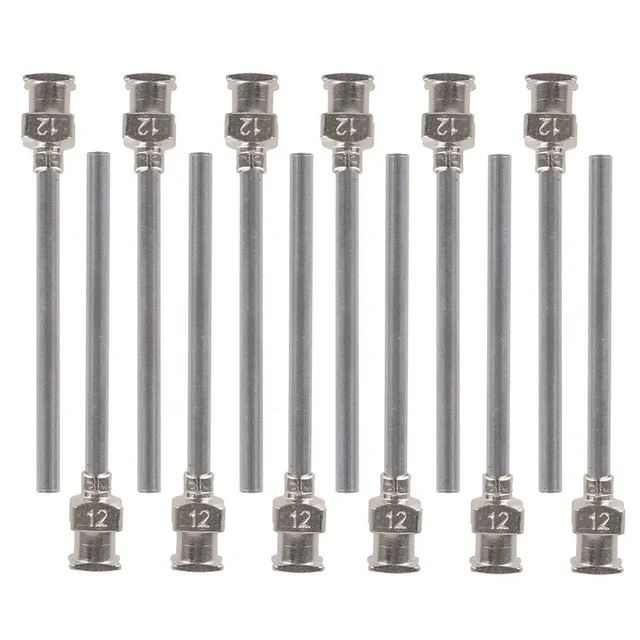 

12Ga 1.5 Inch Blunt Stainless Steel Dispensing Adhesive Glue Syringe Needle Tips Pack of 12