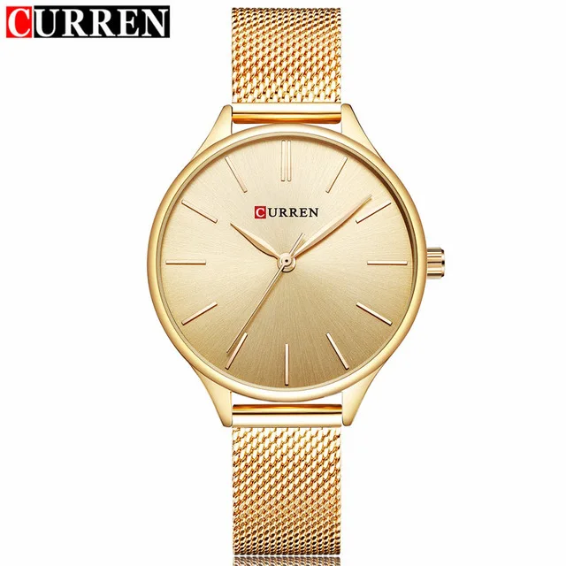 CURREN Для женщин часы Роскошные Пару платье наручные часы Relogio Feminino часы для Для женщин Montre Femme кварцевые женские часы для любителей - Цвет: gold gold