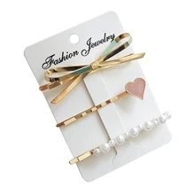 3 шт./компл. Жемчуг Металл золотистый цвет волос заколка для прически для женщин девочек аксессуары для волос