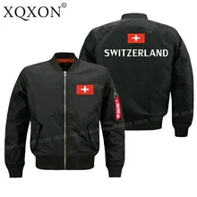 XQXON-, стиль, длинный рукав, Осень-зима, куртка-бомбер, Швейцарский флаг, с принтом, мужские куртки, пальто на молнии, мужские куртки J186