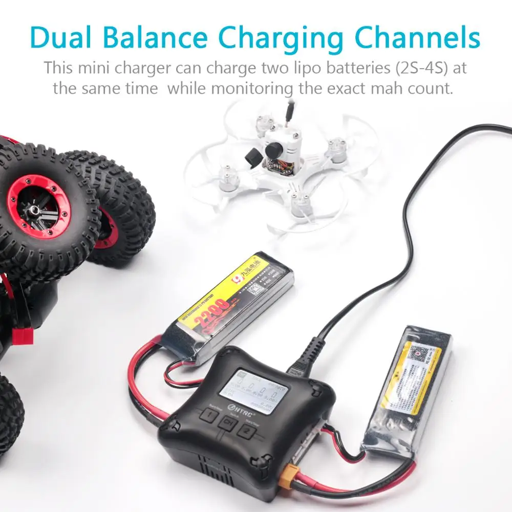 HTRC H4AC DUO 20W x2 2A x2 Mini Portable RC Charger 2-4s Lipo Battery Charging Dual Port