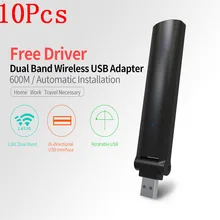 2017 New 10Pcs High Speed 600Mbps Mini USB Wireless Wifi Adapter Wireless LAN Network Card 802.11n/g/b WiFi Receiver Adaptador