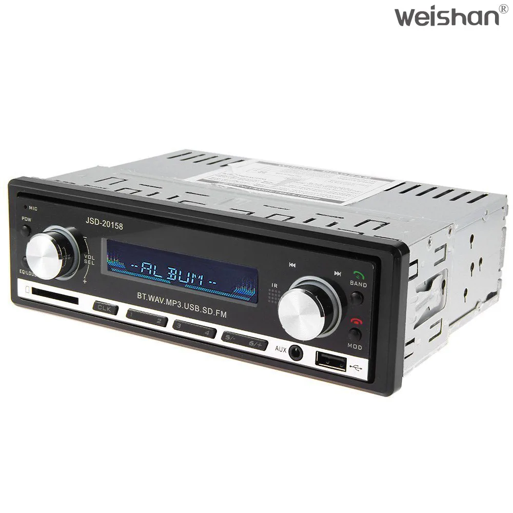 

weishan Bluetooth Auto Car Radio Audio Stereo MP3 Player FM Receiver Support USB AUX Input with Remote Control 1Din In-dash 12V