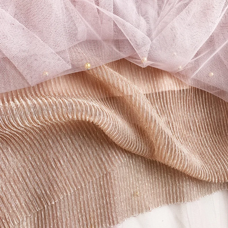 Spodnica для женщин юбки для 2019 сезон: весна-лето новая длинная юбка корейская мода металла цвет бисером с со складками больших размеров сетки