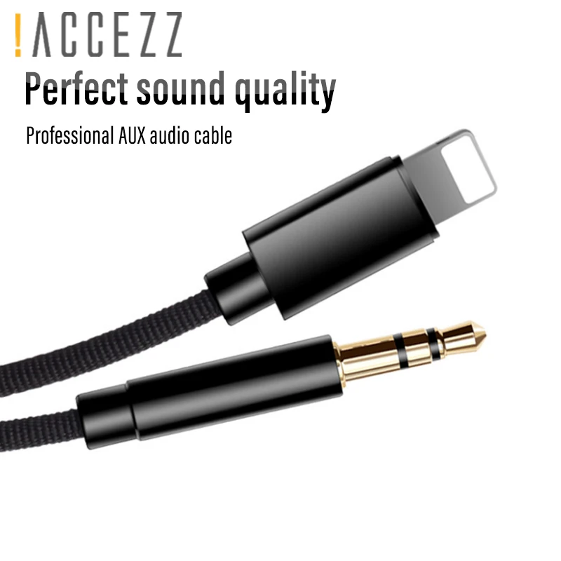 !ACCEZZ Car Audio Cable For iphone 7 8 6 X XS MAX XR Plus Connector 3.5mm Jack Headphone Adapter DVD Player AUX Splitter Cord 1M