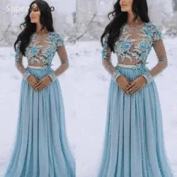 SuperKimJo вышитые бисером платья для выпускного вечера 2019 Vestidos De Fiesta De вечернее платье Elegantes синяя кружевная аппликация цветами ручной работы