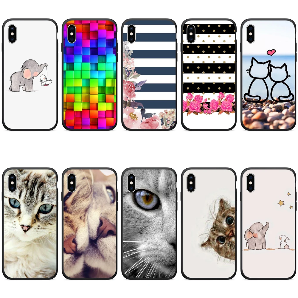 

Soft Silicone TPU Case Black Back Phone Cover for iPhone x Case Phone Shell for iPhone xr 6s 6 8 5s SE 7 Plus cases