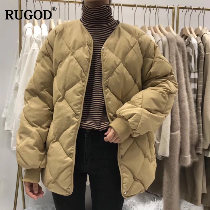 

RUGOD Fashion Solid Winter Women Coat Long Sleeve Double Breasted Women'S Down Jacket Casual Thick Manteau Femme Hiver