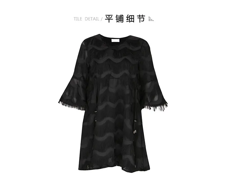 Новое корейское черное белое весеннее свободное Сексуальное Женское Платье с v-образным вырезом и рукавом средней длины большого размера B285