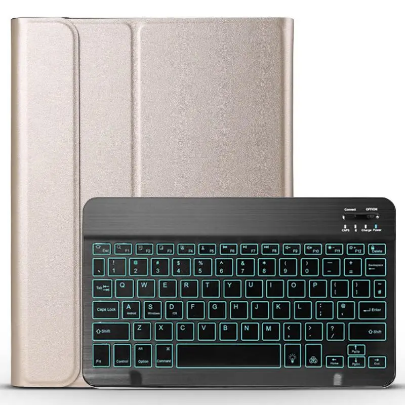 7 цветов клавиатура с подсветкой Чехол для iPad Pro 10,5 Air 10,5 чехол A1701 A2123 тонкий кожаный чехол Funda с Bluetooth клавиатурой - Цвет: Gold with Black