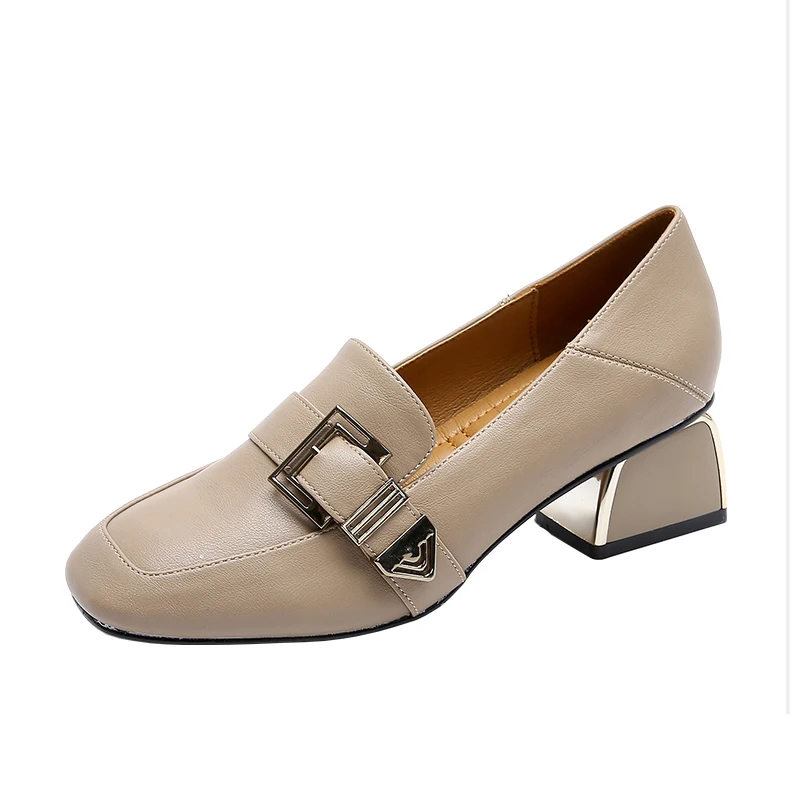 

2019 Spring And Autumn New England Square Head Small Leather Shoes With A Single Shoes Lazy One Foot Squat Shoes Women