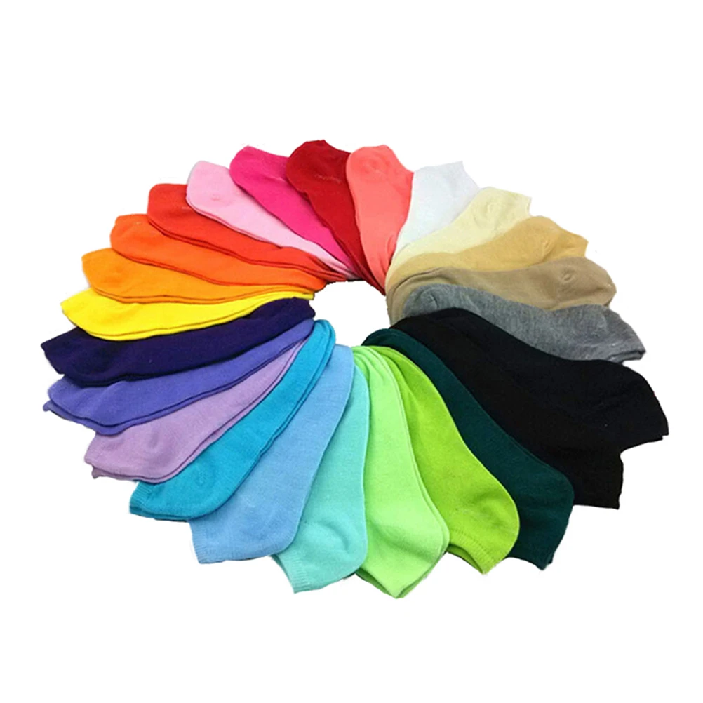 10pcs/5Pair Female Heart Dot Solid Low Cut Socks Short Socks Women's Slippers Spring Summer Cotton Blend Ankle Boat Socks