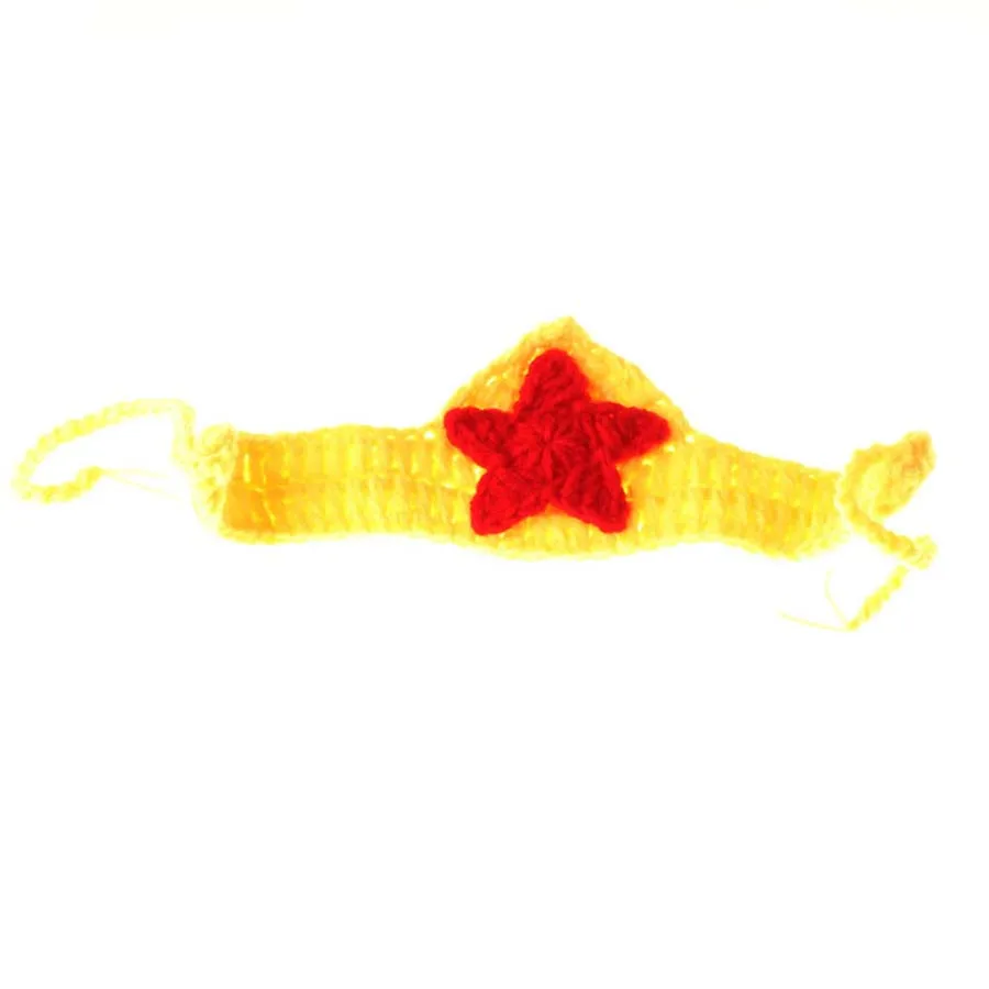 New Superhero Baby Crochet Wonder Woman Costume Newborn Knitted Comics Photography Prop Cape Crown and Wristlets Outfit (4)