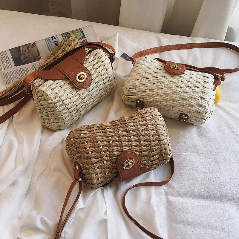 

Female Straw Beach Bag Crossbody Bags For Women 2019 Summer Wicker Designer Handbags Ladies Rattan Shoulder Messenger Bag Sac A